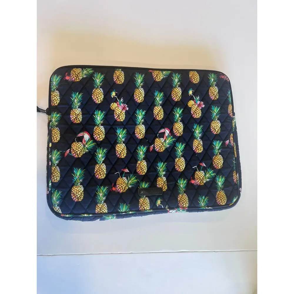 Vera Bradley Toucan Party Laptop Sleeve Quilted Navy Blue Pineapple Case Padded